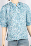 Ladies frilly half sleeve loose fit tops with frilly neck