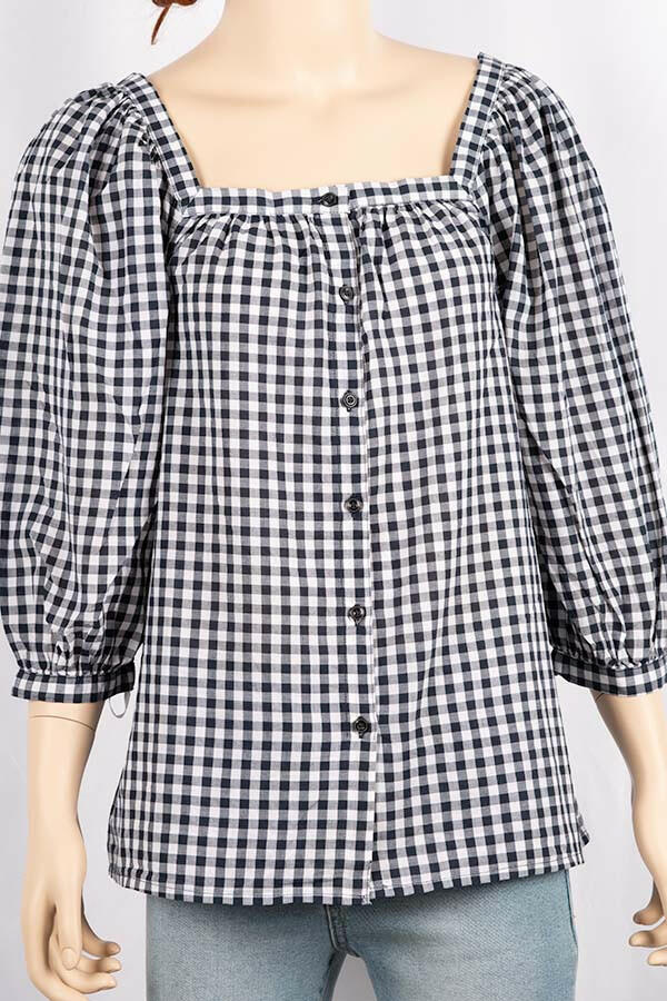 Ladies baggy 3/4 sleeve loose fit tops with square neck