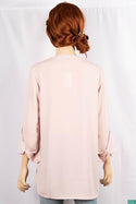 Ladies full sleeve loose fit round collar with v placket neck tops