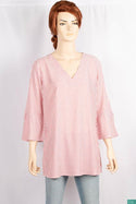 Ladies fancy 3/4 Patel sleeve casual fit V neck long tops