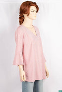 Ladies fancy 3/4 Patel sleeve casual fit V neck long tops