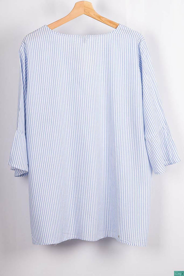 Ladies fancy 3/4 Patel sleeve casual fit V neck long tops