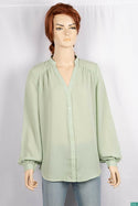 Ladies full sleeve round collar with v placket neck casual fit shirts.
