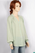 Ladies full sleeve round collar with v placket neck casual fit shirts.
