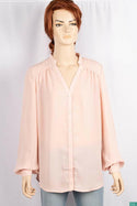 Ladies full sleeve round collar with v placket neck casual fit shirts.
