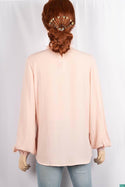 Ladies full sleeve round collar with v placket neck casual fit shirts.