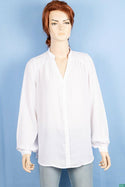 Ladies full sleeve round collar with v placket neck casual fit shirts.
