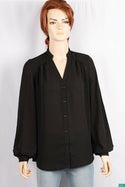 Ladies full sleeve round collar with v placket neck casual fit shirts.