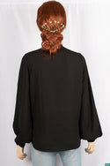 Ladies full sleeve round collar with v placket neck casual fit shirts.