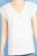 Ladies sleeveless V neck loose fit regular use tops.