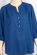 Ladies cuffed V neck buttoned loose fit regular use tops.