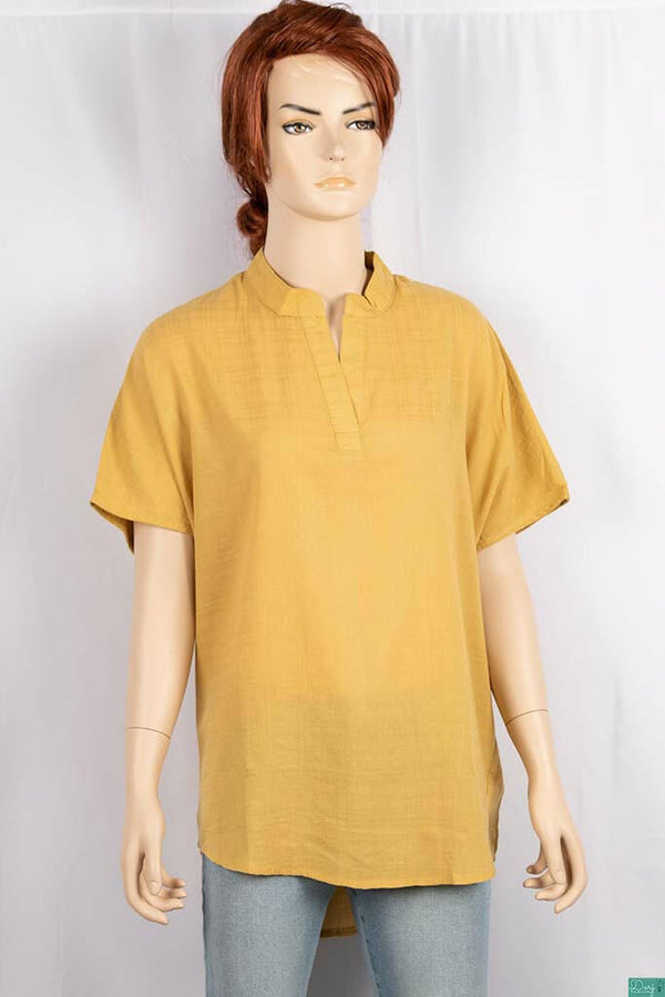 Ladies sleeveless high cuffed V neck loose fit plus size tops.