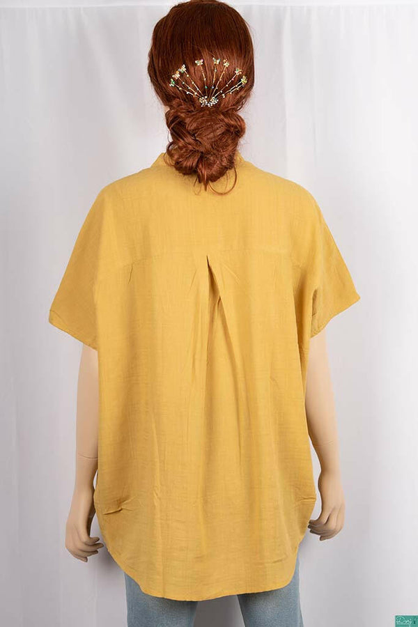 Ladies sleeveless high cuffed V neck loose fit plus size tops.