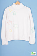 High neck knit loose fit full sleeve sweater.100% cotton ladies warm sweater.