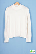 High neck knit loose fit full sleeve sweater.100% cotton ladies warm sweater.