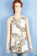 Ladies sleeveless round neck button casual fit blouse tops.