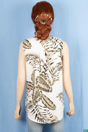 Ladies sleeveless round neck button casual fit blouse tops.
