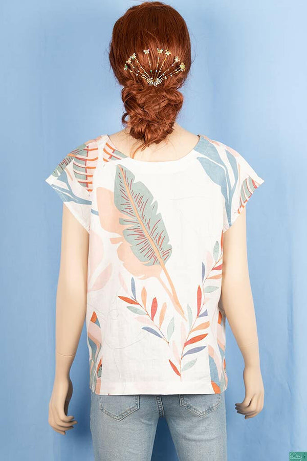 Ladies sleeveless V neck button casual fit blouse tops.