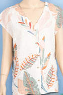 Ladies sleeveless V neck button casual fit blouse tops.