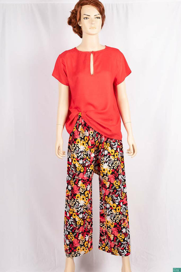 Ladies casual fit Long printed Palazzo Trousers.