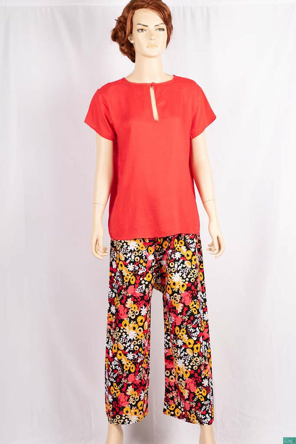 Ladies casual fit Long printed Palazzo Trousers.