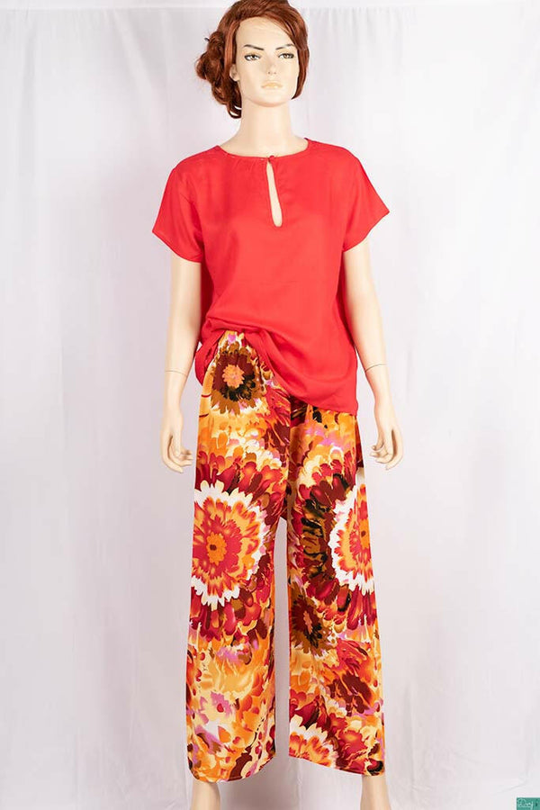 Ladies casual fit Long printed Palazzo Trousers.