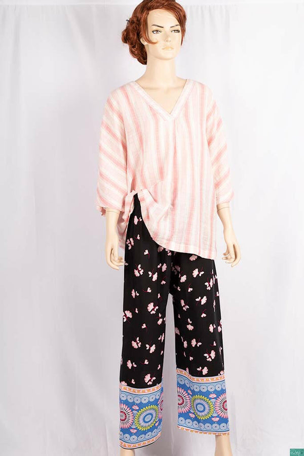 Ladies casual fit Long printed Palazzo Trousers.