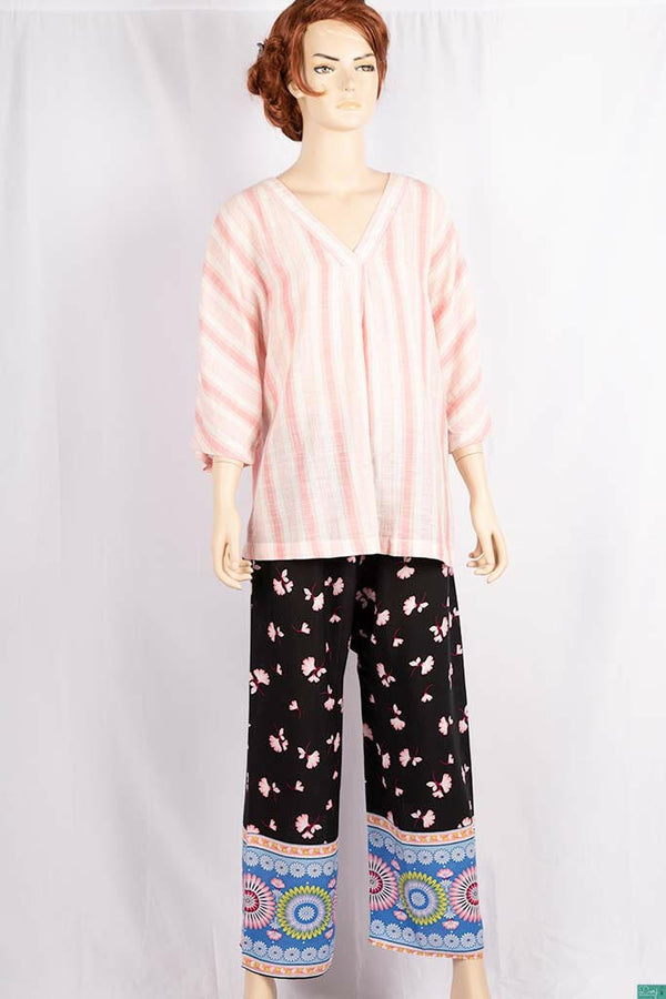 Ladies casual fit Long printed Palazzo Trousers.