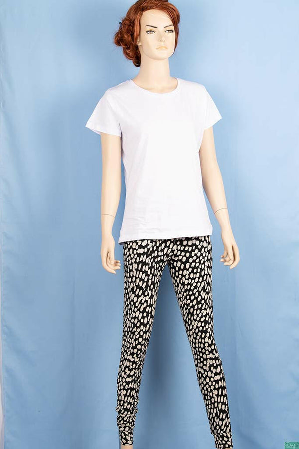 Ladies casual fit high waist printed Jeggings with Elasticated waistband.