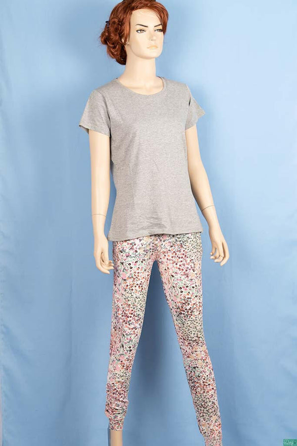 Ladies casual fit high waist printed Jeggings with Elasticated waistband.