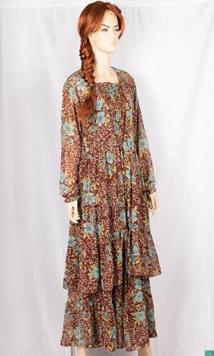 Ladies double part long dress with a nice flare. A nice smoky Stretchable chest sleeveless inner part including a beautiful full sleeve top part dress.