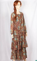 Ladies double part long dress with a nice flare. A nice smoky Stretchable chest sleeveless inner part including a beautiful full sleeve top part dress.
