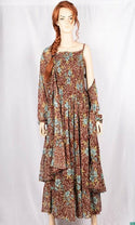 Ladies double part long dress with a nice flare. A nice smoky Stretchable chest sleeveless inner part including a beautiful full sleeve top part dress.