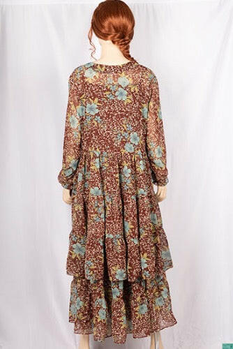 Ladies double part long dress with a nice flare. A nice smoky Stretchable chest sleeveless inner part including a beautiful full sleeve top part dress.