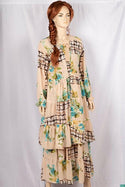 Ladies double part long dress with a nice flare. A nice smoky Stretchable chest sleeveless inner part including a beautiful full sleeve top part dress.