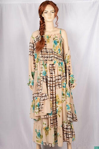 Ladies double part long dress with a nice flare. A nice smoky Stretchable chest sleeveless inner part including a beautiful full sleeve top part dress.