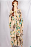 Ladies double part long dress with a nice flare. A nice smoky Stretchable chest sleeveless inner part including a beautiful full sleeve top part dress.