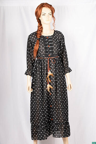Ladies ruffles sleeve (full) double layered round neck long frock dress with a nice flare (an optional light fashionable belt).