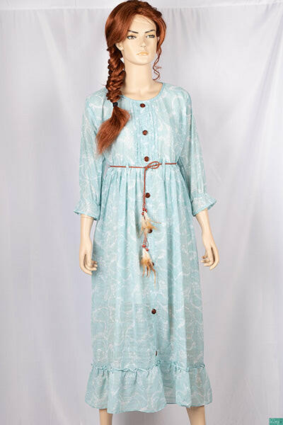 Ladies ruffles sleeve (full) double layered round neck long frock dress with a nice flare (an optional light fashionable belt).
