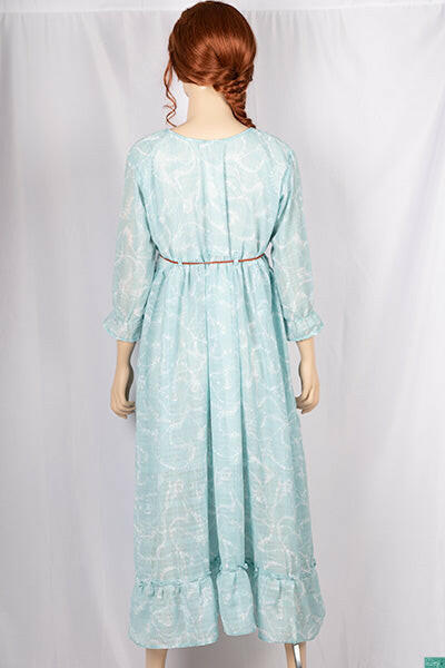 Ladies ruffles sleeve (full) double layered round neck long frock dress with a nice flare (an optional light fashionable belt).