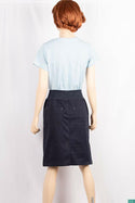 Ladies casual fit Stretchable waist skirt with pockets.