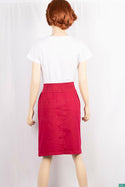 Ladies casual fit Stretchable waist skirt with pockets.