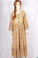 Ladies ruffles full sleeve double layered round neck with bigger buttons long frock dress with a nice flare (an optional light fashionable belt).