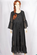 Ladies ruffles full sleeve double layered round neck with bigger buttons long frock dress with a nice flare (an optional light fashionable belt).