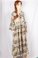 Ladies ruffles full sleeve double layered round neck with bigger buttons long frock dress with a nice flare (an optional light fashionable belt).