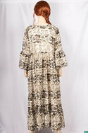 Ladies ruffles full sleeve double layered round neck with bigger buttons long frock dress with a nice flare (an optional light fashionable belt).