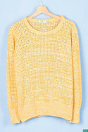 Ladies full sleeve loose fit round neck baggy net design knitwear.