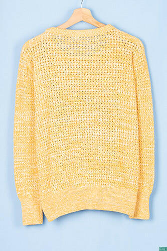 Ladies full sleeve loose fit round neck baggy net design knitwear.