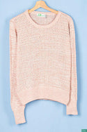 Ladies full sleeve loose fit round neck baggy net design knitwear.