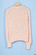 Ladies full sleeve loose fit round neck baggy net design knitwear.